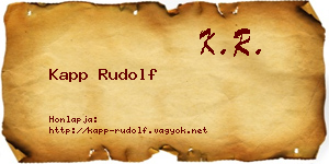 Kapp Rudolf névjegykártya